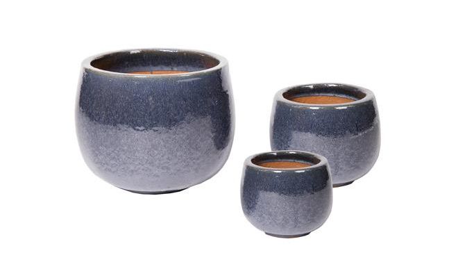 Glazed Pot Bowl antique grey D37H28 - afbeelding 1