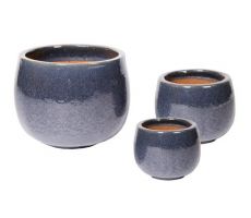 Glazed Pot Bowl antique grey D37H28 - afbeelding 1