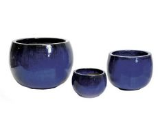 Glazed Pot Bowl Blue D27H18 - afbeelding 1
