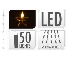 Gordijnverlichting, l 90 cm, b 120 cm, 50 LED sterren, Led kerstverlichting