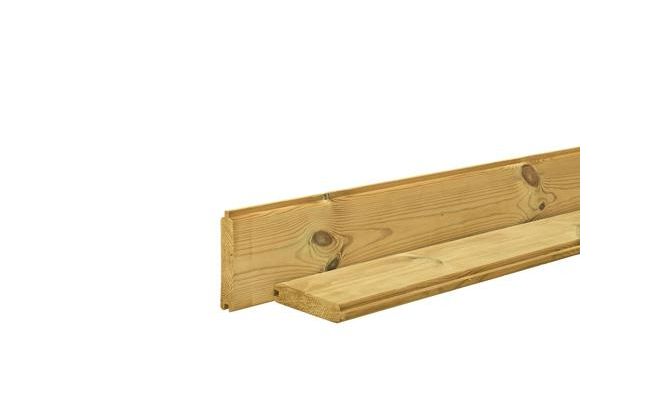 Grenen blokhutplank 2,8 x 14,5 x 400 cm, groen geïmpregneerd. - afbeelding 1