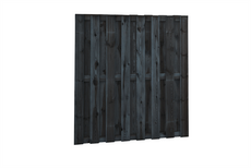 Grenen geschaafd plankenscherm 18-planks 15 mm, 180 x 180 cm, recht, zwart gedompeld. - afbeelding 3