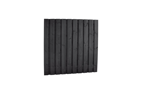 Grenen geschaafd plankenscherm 21-planks 15 mm, 180 x 180 cm, recht, geïmpregneerd en zwart gespoten - afbeelding 1