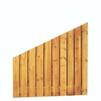 Grenen geschaafd plankenscherm 21-planks 17 mm, 180 x 180/90 cm, verticaal recht aflopend, groen geï