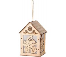 hangdeco, huisje met led, 9cm, Led kerstverlichting - afbeelding 2