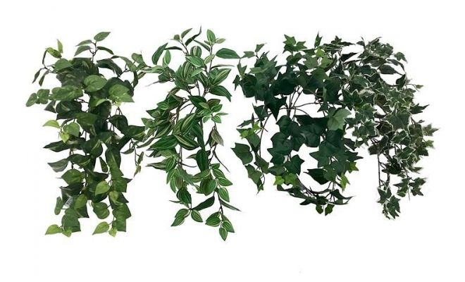 hanging bush 8 branches wandering jew, 66 cm,per stuk, kunstplant