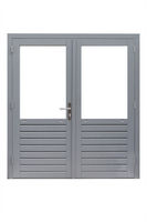 Hardhouten dubbele 1-ruits glasdeur Prestige met dubbelglas, 202 x 221 cm, grijs gegrond. - afbeelding 2