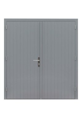 Hardhouten dubbele dichte deur Prestige, 202 x 221 cm, grijs gegrond.