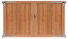 Hardhouten dubbele toegangspoort, verticaal, 300 x 180 cm. Incl. beslag.