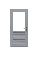 Hardhouten enkele 1-ruits deur Prestige met dubbelglas, linksdraaiend, 109 x 221 cm, grijs gegrond.