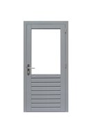 Hardhouten enkele 1-ruits deur Prestige met dubbelglas, rechtsdraaiend, 109 x 221 cm, grijs gegrond.