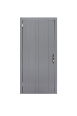 Hardhouten enkele dichte deur Prestige, rechtsdraaiend, 109 x 221 cm, grijs gegrond. - afbeelding 1
