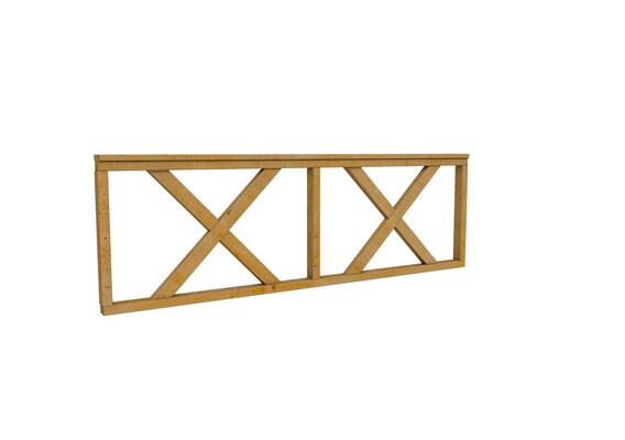 Hekwerk met kruis douglas type B, 228,5 x 73 cm, groen geïmpregneerd.