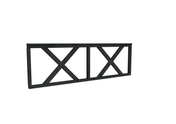 Hekwerk met kruis douglas type B, 228,5 x 73 cm, zwart geïmpregneerd.