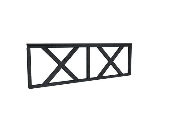 Hekwerk met kruis douglas type B, 228,5 x 73 cm, zwart geïmpregneerd.