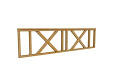 Hekwerk met kruis douglas type C, 278,5 x 73 cm, groen geïmpregneerd.