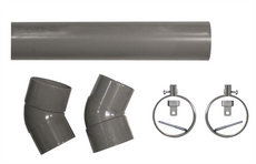 Hemelwaterafvoer PVC # 8 cm, 275 cm lang. Incl. 2 klemmen, 2 bochten en bevestigingsmaterialen. - afbeelding 3