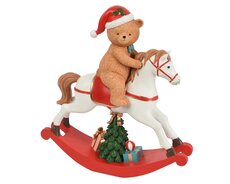 Hobbelpaard polyresin rocking horse w bear w tree and giftbox, multi, L 27,5 cm x B 9 cm x H 30 cm