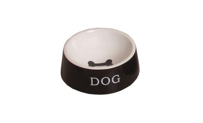 Honden eetbak steen zwart-wit 16cm - afbeelding 1