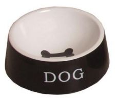 Honden eetbak steen zwart-wit 16cm - afbeelding 1