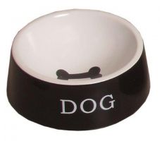 Honden eetbak steen zwart-wit 16cm - afbeelding 2