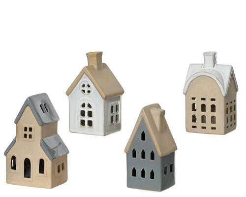 Huis porselein, L 8,3 cm, per stuk