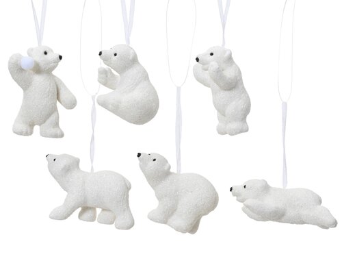 Ijsbeer polystyreen flock with glitter, with snowball, without snowball, wit, L 2 cm x B 8 cm x H 6 