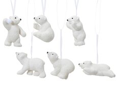 Ijsbeer polystyreen flock with glitter, with snowball, without snowball, wit, L 2 cm x B 8 cm x H 6 