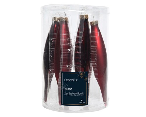Ijspegel glas, mix, D 3 cm, 6 stuks, Ossenbloed