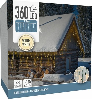 ijspegelverlichting 360 led, 12 meter, warm wit controller/timer - afbeelding 1