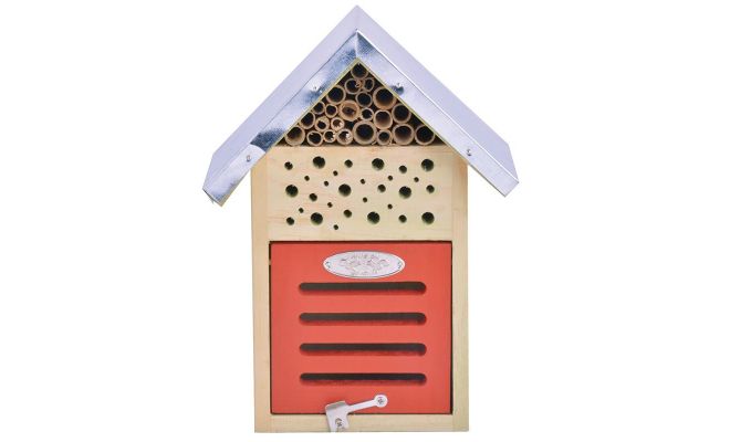 Insectenhotel, hout, bamboe, zink, l 18.2 cm, b 14.5 cm, h 24.1 cm - afbeelding 1