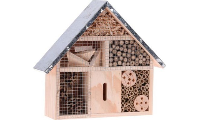 insectenhotel hout metalen dak, 295x88x280MM - afbeelding 1