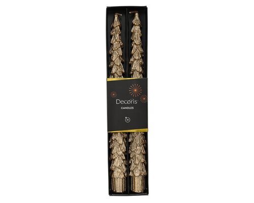 Kaars paraffine dinner candle tree metallic, goud, Ø 2,1 cm x H 25 cm