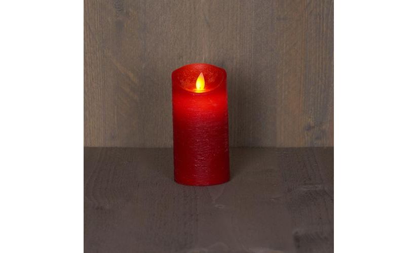 Zachtmoedigheid levenslang galerij Kaars, wax, rustiek, bewegende LED vlam, rood, b 7.5 cm, h 15 cm -  Tuincentrum Bull