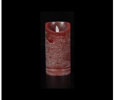 Kaars, wax, rustiek, bewegende LED vlam, rood, b 7.5 cm, h 15 cm, Led kerstverlichting - afbeelding 3