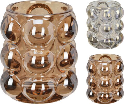 kandelaar 9cm glas, per stuk