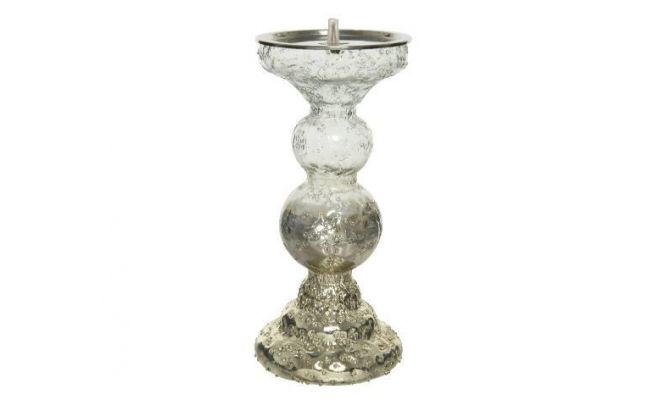 Kandelaar glas L 10 B 10 H 20cm goud/helder