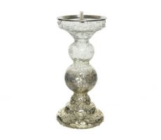 Kandelaar glas L 10 B 10 H 20cm goud/helder