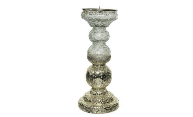 Kandelaar glas L 11 B 11 H 27cm goud/helder