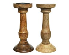 Kandelaar mangohout D 11 H 25cm - afbeelding 2
