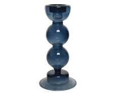 Kandelaar theelicht glas D 8 H 18cm blauw