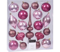 kerst hangdeco set, 19 stuks, roze - afbeelding 1
