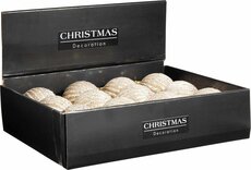 kerstbal 10 cm met shiny glitters kleur: champagne - afbeelding 1