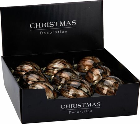 kerstbal 10cm bruin - afbeelding 1