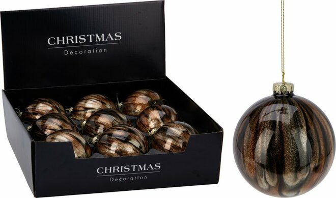 kerstbal 10cm bruin - afbeelding 1
