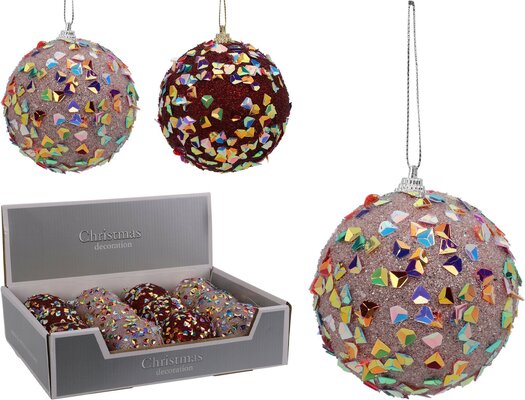 kerstbal 80mm glitter, per stuk