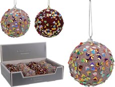 kerstbal 80mm glitter, per stuk
