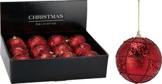 kerstbal 80mm glitter rood - afbeelding 2