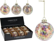 kerstbal 80mm pailletten, per stuk