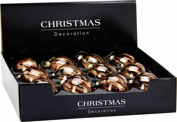 kerstbal 8cm bruin - afbeelding 1